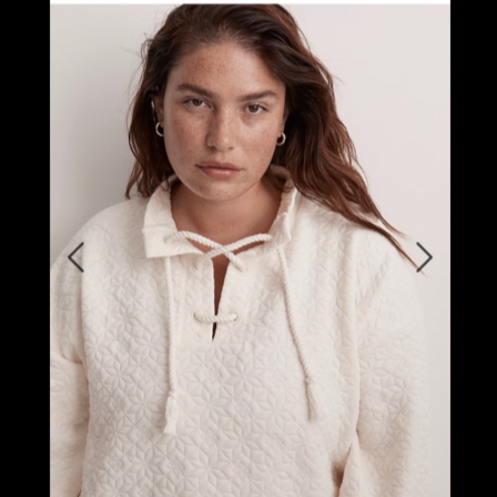 New Madewell Quilted-Knit Lace-Up Sweatshirt